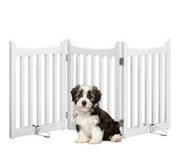 Yaheetech Barrera de Seguridad para Perros Plegable Parque para Perro de Madera 151,5×60,5 cm Puerta para Perros Interior Recinto Perro Vallas para Mascotas Blanco
