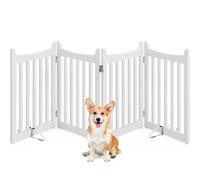 Yaheetech Barrera de Seguridad para Perros Plegable Parque para Perro de Madera 201,5x60,5 cm Puerta para Perros Interior Recinto Perro Vallas para Mascotas Blanco