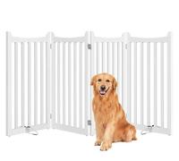 Yaheetech Barrera de Seguridad para Perros Plegable Parque para Perro de Madera 201,5x90,5 cm Puerta para Perros Interior Recinto Perro Vallas para Mascotas Blanco