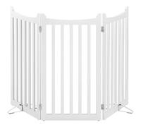 Yaheetech Barrera de Seguridad para Perros Plegable Parque para Perro de Madera151,5x90,5 cm Puerta para Perros Interior Recinto Perro Vallas para Mascotas Blanco