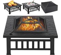Yaheetech Brasero Exterior Jardin Grande 3 en 1 Chimeneas de Leña para Terraza Estufa al Aire Libre para Camping Cuenco para Hogueras 81x 81x 50cm