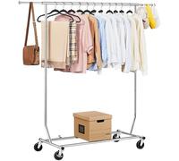 Yaheetech Burro Ropa Resistente Percheros de Pie con Ruedas Perchero Cromado Extensible Ropa Ajustable Capacidad MAX. 113Kg 108x55x165-178cm