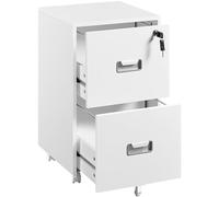 Yaheetech Cajonera de Oficina Móvil con 2 Cajones y Cerradura Mueble Archivador con Ruedas y Frenos Barras Colgantes Ajustables para Carpetas A4/Carta 40x40x66,5 cm Blanco