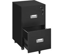 Yaheetech Cajonera Escritorio con Ruedas Cajonera de Oficina 2 Cajones Cerradura Archivador Extraíble Móvil de Oficina para Carpetas/A4 40 x 40 x 65 cm Negro