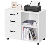 Yaheetech Cajonera Escritorio con Ruedas Cajonera de Oficina 3 Cajones Archivador Móvil de Oficina para Carpetas 80x40x65,5cm Blanco