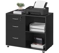 Yaheetech Cajonera Escritorio con Ruedas Cajonera de Oficina 3 Cajones Archivador Móvil de Oficina para Carpetas 80x40x65,5cm Negro