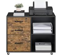 Yaheetech Cajonera Escritorio con Ruedas Mueble Archivador para Carpetas Cajonera Oficina para Impresora con 3 Cajones y 2 estantes Abiertos para Tamaño A4 y Carta 80x40x65,5 cm