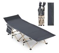 Yaheetech Cama de Camping Plegable Cama de Acampada con 2 Bolsas de Almacenamiento Carga 150 kg para Playa Senderismo Oficina Gris 186 x 66 cm