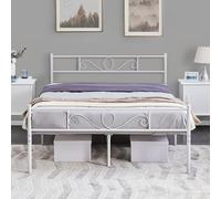 Yaheetech Cama de Metal Doble Cama Hierro Grande para colchón de 140 x 200 cm Cama Industrial Estructura Metal Blanco