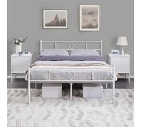 Yaheetech Cama de Metal Doble Cama Hierro Grande para colchón de 160 x 200 cm Cama Industrial Estructura Metal Blanco