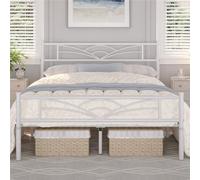 Yaheetech Cama Doble con Espacio Bajo Marco Metal Altura 32 cm Cama Individual con Cabecera para Colchón de 140X 200 cm Blanco