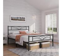Yaheetech Cama Doble con Espacio Bajo Marco Metal Altura 32 cm Cama Individual con Cabecera para Colchón de 135 x 190 cm Negro