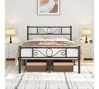 Yaheetech Cama Doble Hierro para Colchón de 135 x 190 cm Estructura Industrial de Metal Negro, Marco Base