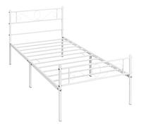 Yaheetech Cama Hierro para colchón de 90 x 190cm Cama Metálica Cama Individual Industrial Estructura Metal Blanco