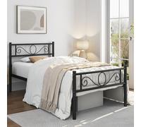 Yaheetech Cama Hierro para colchón de 90 x 200 cm Cama Metálica Cama Individual Industrial Estructura Metal Negro