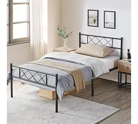 Yaheetech Cama Individual 90 x 190 cm con Espacio Almacenamiento Bajo Marco Metal Altura del Suelo 32 cm Negro