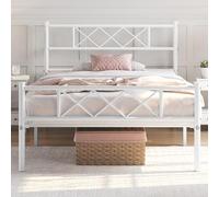 Yaheetech Cama Individual 90 x 190 cm con Espacio Almacenamiento Bajo Marco Metal Altura del Suelo 32 cm Blanco