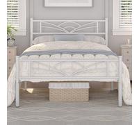 Yaheetech Cama Individual con Espacio Bajo Marco Metal Altura 32 cm Cama Individual con Cabecera para Colchón de 90 x 190 cm Blanco