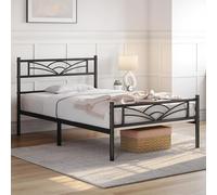 Yaheetech Cama Individual con Espacio Bajo Marco Metal Altura 32 cm Cama Individual con Cabecera para Colchón de 90 x 190 cm Negro