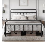 Yaheetech - Cama Individual Doble de Metal, Montaje Simple para Espacios pequeños Adultos, 140 x 200 cm, Color Negro