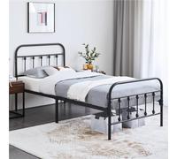 Yaheetech - Cama Individual Doble de Metal, Montaje Simple para Espacios pequeños Adultos 90 x 200 cm, Color Negro