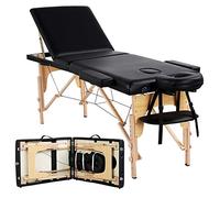 Yaheetech Camilla Masaje Plegable 3 Zonas Profesional Portátil Carga 250kg 213×82cm Altura Ajustable de Madera Haya para Belleza Tatuaje SPA con Bolsa de Transporte