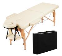 Yaheetech Camilla Masaje Portátil de 2 Zonas Plegable Camilla Estética de Madera de Haya Capacidad 250 kg para Fisioterapia Altura Ajustable Apoyacabezas Desmontables 213 x 60cm