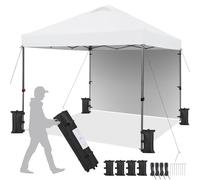 Yaheetech Carpa Plegable 3x3 m Cenador de Jardín con 1 Pared Lateral Altura Ajustable 262-282 cm Gazebo para Exterior Camping Playa Patio Anti-UV Impermeable y Bolsa de Arena