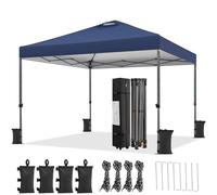 Yaheetech Carpa Plegable 3x3M Altura Ajustable 262-282cm Cenador para Jardin Gazebo de Patio para Camping Playa,con Bolsa de Transporte, Resistente al Viento Azu;