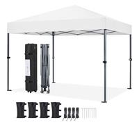 Yaheetech Carpa Plegable 3x3m Cenador Plegable para Exterior Pérgola Cuadrada con Diseño Pop-Up Altura Ajustable para Camp Playa Jardín Terraza Blanco
