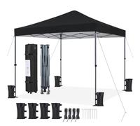 Yaheetech Carpa Plegable 3x3m Cenador Plegable para Exterior Pérgola Cuadrada con Diseño Pop-Up Altura Ajustable para Camp Playa Jardín Terraza Negro