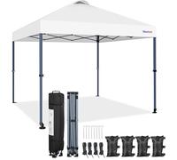 Yaheetech Carpa Pop-Up 3x3M con Ruedas, Cenador Altura Ajustable UPF 50+ con 1 Bolsa 4 Sacos de Arena 4 Cuerdas de Sujeción para Playa, Patio, Camping y Jardín (Blanco)