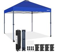 Yaheetech Carpa Pop-Up 3x3M con Ruedas, Cenador Altura Ajustable UPF 50+ con 1 Bolsa 4 Sacos de Arena 4 Cuerdas de Sujeción para Playa, Patio, Camping y Jardín (Azul)