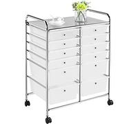 Yaheetech Carro Auxiliar con Ruedas Carrito de almacenamiento Cocina con 12 Cajones Carrito Organizador para Baño Salon Dormitorio Cocina Blanco