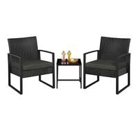 Yaheetech Conjunto de Mesa y Sillas Exterior Juego de Muebles Jardin con Cojines Silla Ratán Impermeable para Terraza Balcón Negro y Gris