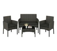 Yaheetech Conjunto Jardin Exterior Muebles Ratán de Jardín de 4 Piezas