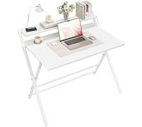 Yaheetech Escritorio de Ordenador Plegable 50x100x74.5cm con Estante de Monitor, Fácil de Plegar y desplegar, Adecuado para Dormitorio, Estudio y Salón, Blanco