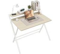 Yaheetech Escritorio de Ordenador Plegable 50x100x74.5cm con Estante de Monitor, Fácil de Plegar y desplegar, Adecuado para Dormitorio, Estudio y Salón, Beige
