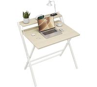 Yaheetech Escritorio de Ordenador Plegable 50x80x74.5cm con Estante de Monitor, Fácil de Plegar y desplegar, Adecuado para Dormitorio, Estudio y Salón, Beige