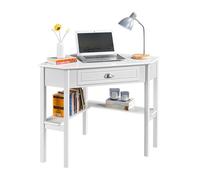 Yaheetech Escritorio Esquina Grande Mesa Escritorio en L con Cajon Mesa de Estudio Moderno Tocador de Maquillaje para Dormitorio Oficina 106×71,5×76,5cm Blanco