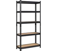 Yaheetech Estanteria Almacenaje de 5 Niveles Estantería Metalica Galvanizada para Hogar, Trastero, Garaje,5 Baldas Ajustables 75 x 30 x 153 cm Negro