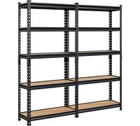 Yaheetech Estanteria Almacenaje de 5 Niveles Estantería Metalica Galvanizada para Hogar, Trastero, Garaje,5 Baldas Ajustables 150 x 30 x 153 cm Negro