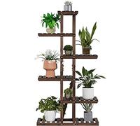 Yaheetech Estantería de 6 pisos de madera maciza para flores, estantería para plantas, banco de flores, para balcón, terraza, jardín, ahorro de espacio, multifuncional.