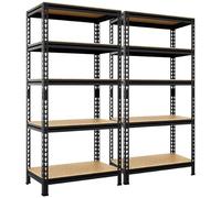 Yaheetech Estantería de Almacenaje Estantería Metálica Garaje Cocina Soporte 150 x 140 x 30 cm Negro
