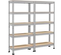 Yaheetech Estantería de Almacenaje Estantería Metálica Garaje Trastero Cocina Soporte 150 x 140 x 30 cm Gris Claro