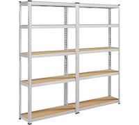 Yaheetech Estantería de Almacenaje Metálicas Estanteria Metal de Garaje Trastero Marco Metal 180x180x30cm Capacidad 175 KG Plata