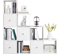 Yaheetech Estantería Librería de Pie Estantería Modular 10 Cubos Estanteria Escalonada de Biblioteca Organizador Cubos Libreria Abierta Oficina, Salon y Estudio 128x29x128 cm Blanco