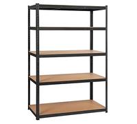 Yaheetech Estantería Metálica Almacenaje 180x120x60cm Carga de 875kg | Estantería para Cargas Pesadas Estante Industria de 5 Niveles para Garaje Taller Trasero Negro