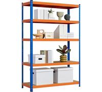 Yaheetech Estantería Metálica de Almacenaje Estantería Galvanizada de 5 Niveles para Garaje Trastero 180x120x45cm Naranja/Azul
