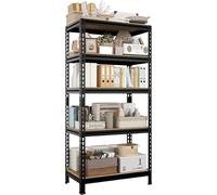 Yaheetech Estantería Metálica Galvanizada 150 × 70 × 30 cm con 5 Niveles Ajustables Carga 650 kg (130 kg/Nivel) Diseño Sin Tornillos Estante Industrial para Trastero, Garaje y Taller, Negro